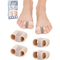 PGRODE Bunion Toe Separators front view showcasing the beige double loop fabric design and central silicone cushion.