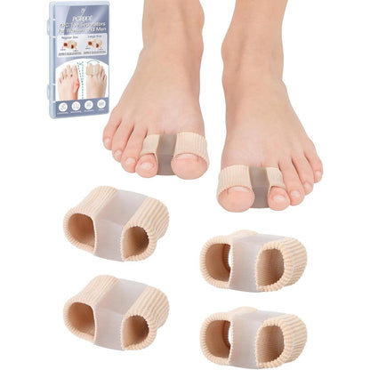 PGRODE Bunion Toe Separators front view showcasing the beige double loop fabric design and central silicone cushion.