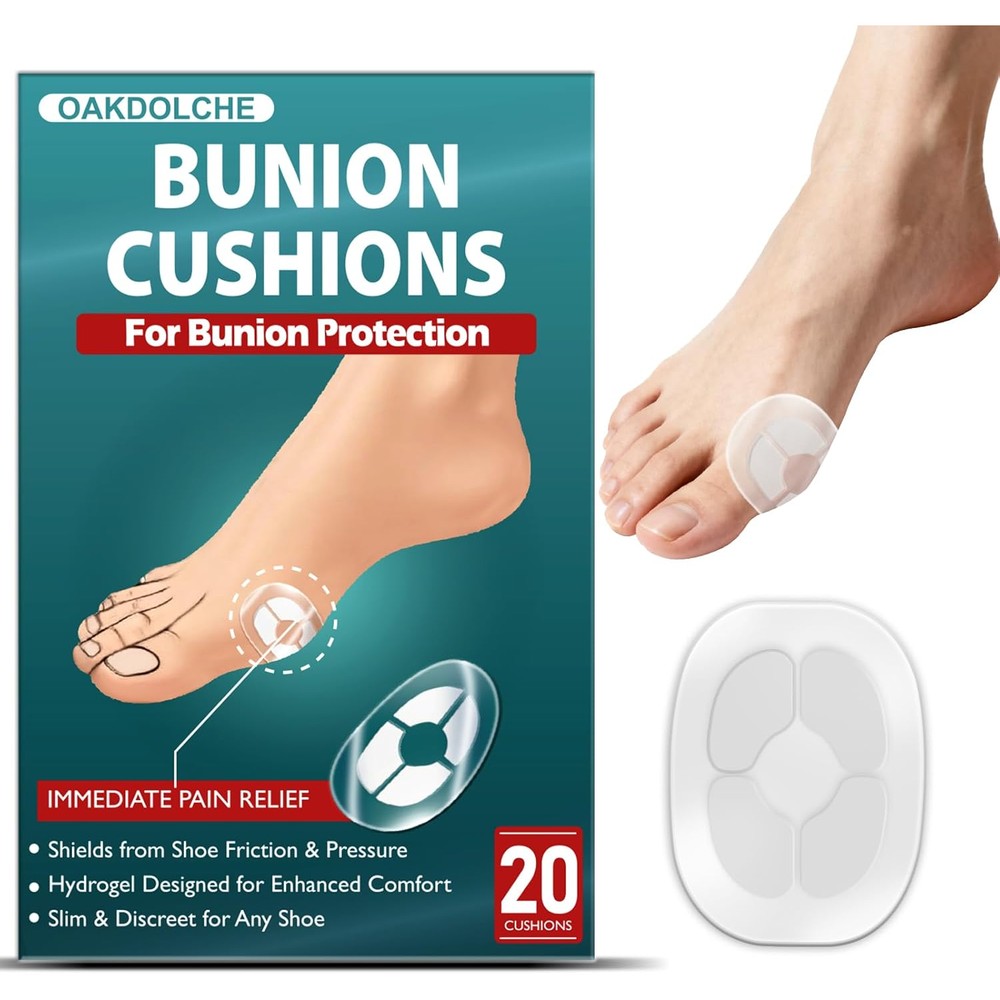 Oakdolche hydrogel bunion cushions front packaging view for foot pain relief