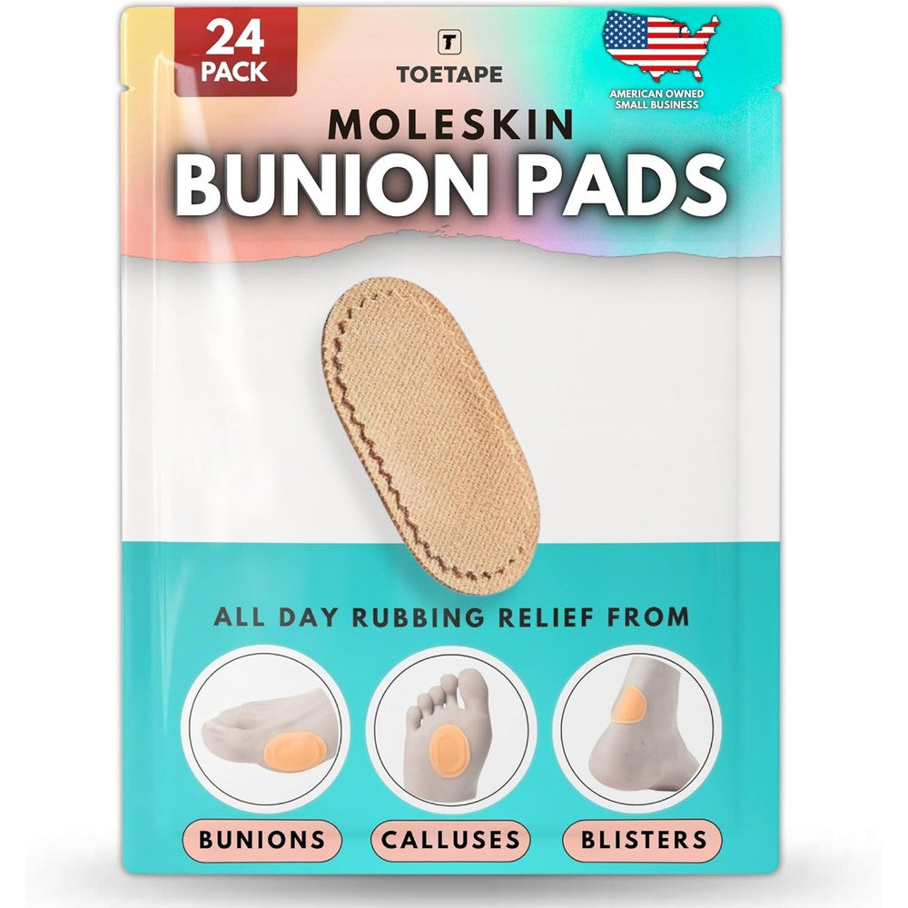 ToeTape bunion pain relief cushion pads 24 pack front view packaging