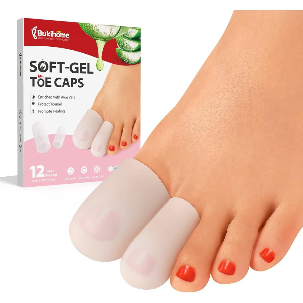Bukihome Silicone Toe Protectors 12 pack front view on white background