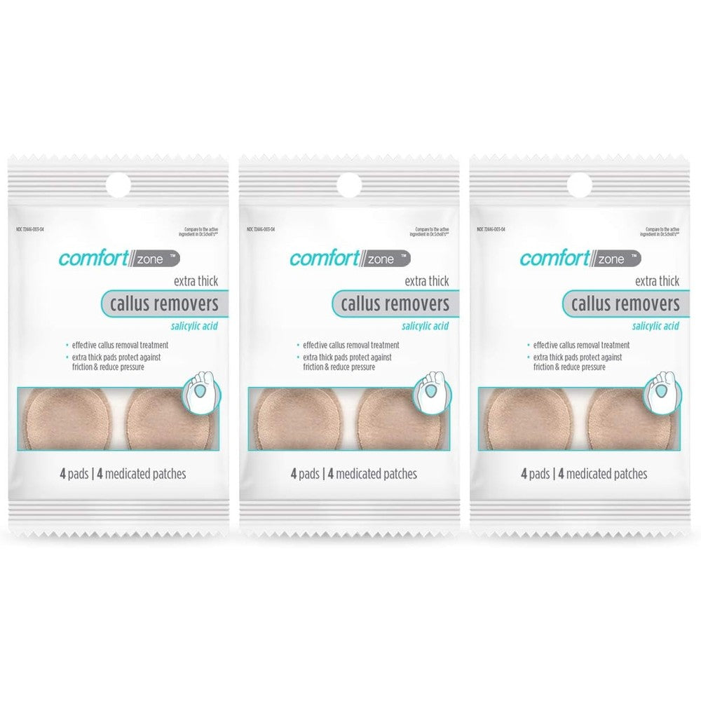 Comfort Zone Extra Thick Callus Remover Pads front packaging view for foot care.
