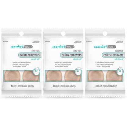 Comfort Zone Extra Thick Callus Remover Pads front packaging view for foot care.