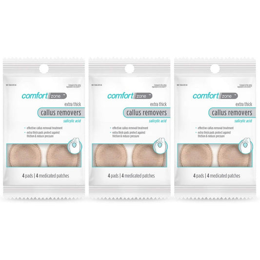 Comfort Zone Extra Thick Callus Remover Pads front packaging view for foot care.