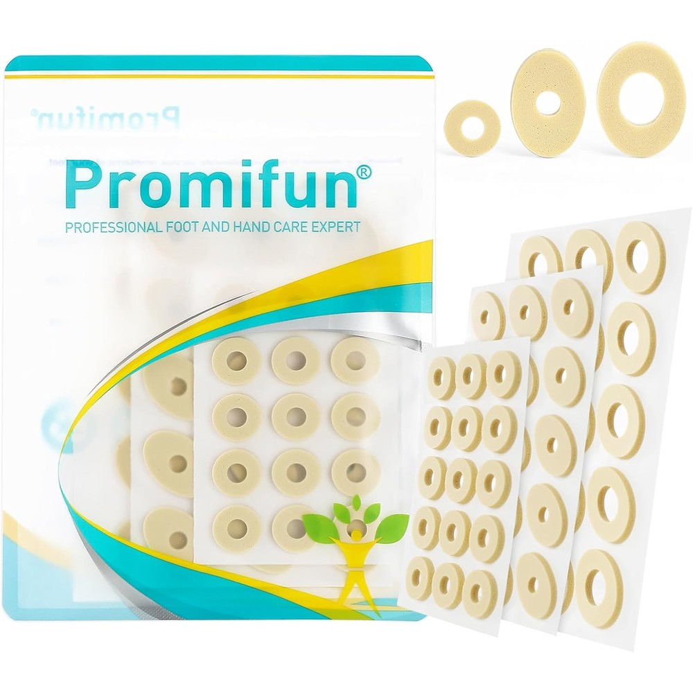 Promifun Corn Cushions front view showing 45 count packaging for foot pain relief.