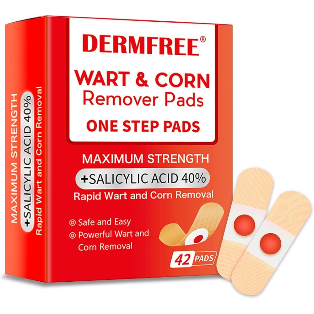 Sovs Dermfree wart and corn remover pads forty two count front view packaging