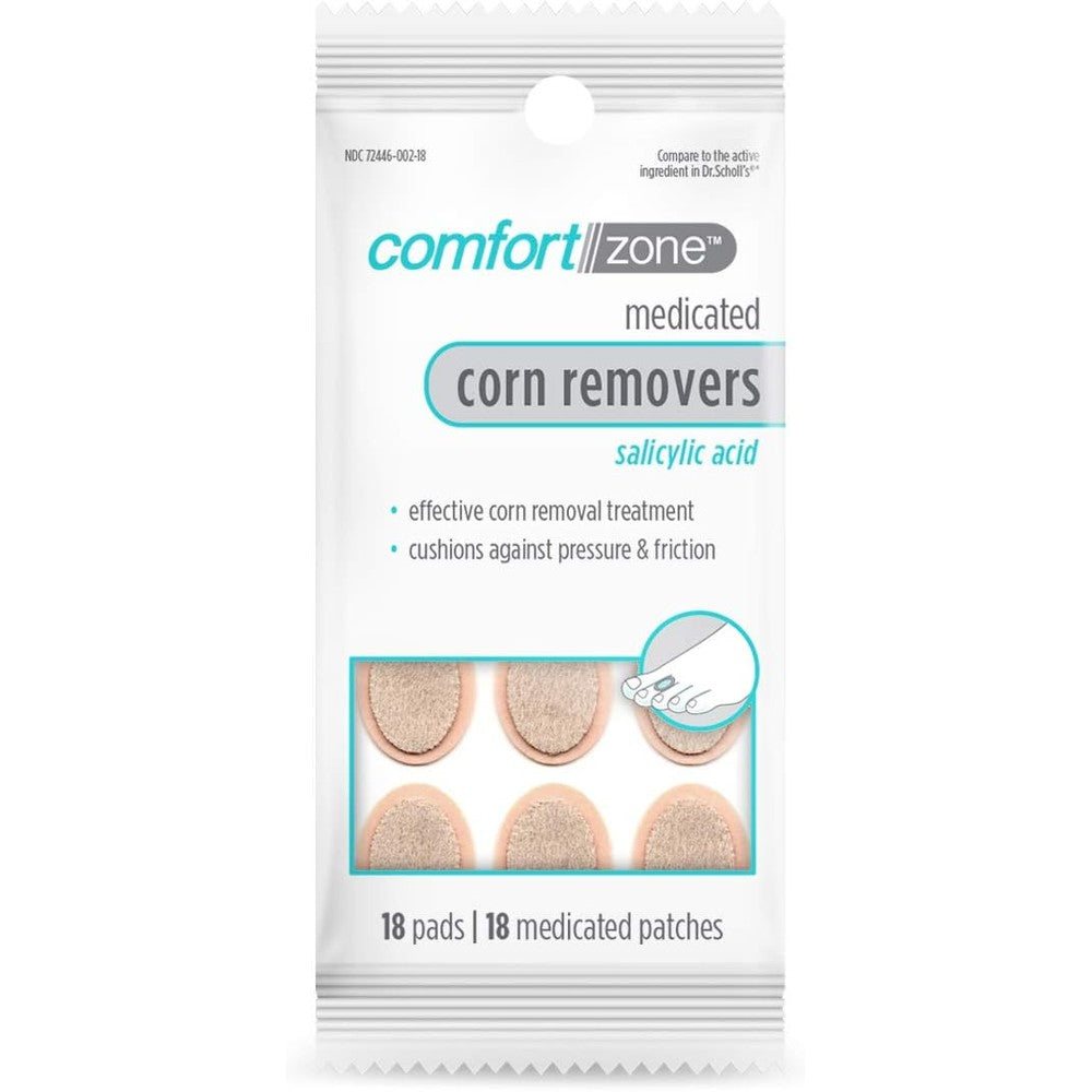 Comfort Zone Corn Removers Medicated Patches front packaging for foot corn treatment.