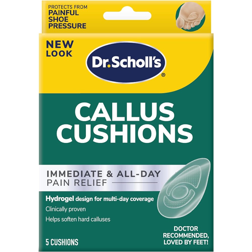 Dr. Scholl's Duragel Callus Cushions front packaging for foot pain relief.