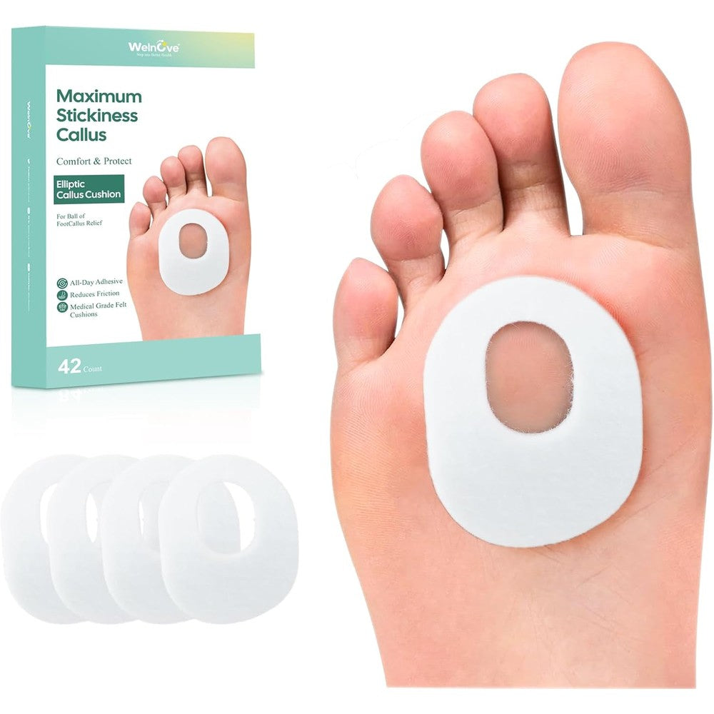 Welnove Callus Pads 42 count front view packaging for foot pain relief.