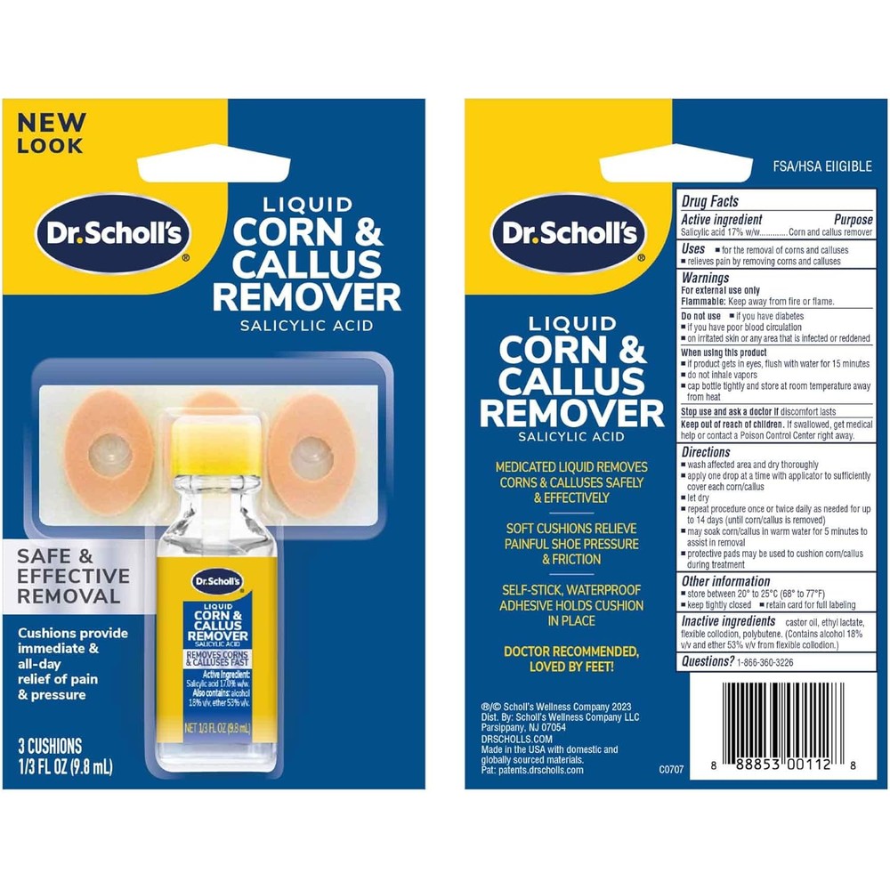 Dr. Scholl's Liquid Corn and Callus Remover front view for effective foot treatment.