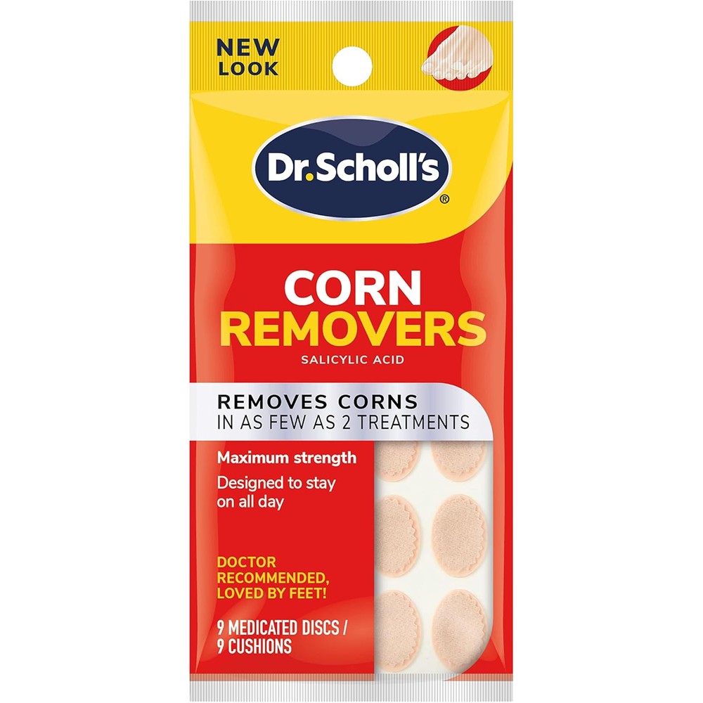 Dr. Scholl's Corn Removers 9 count box front view for foot care.