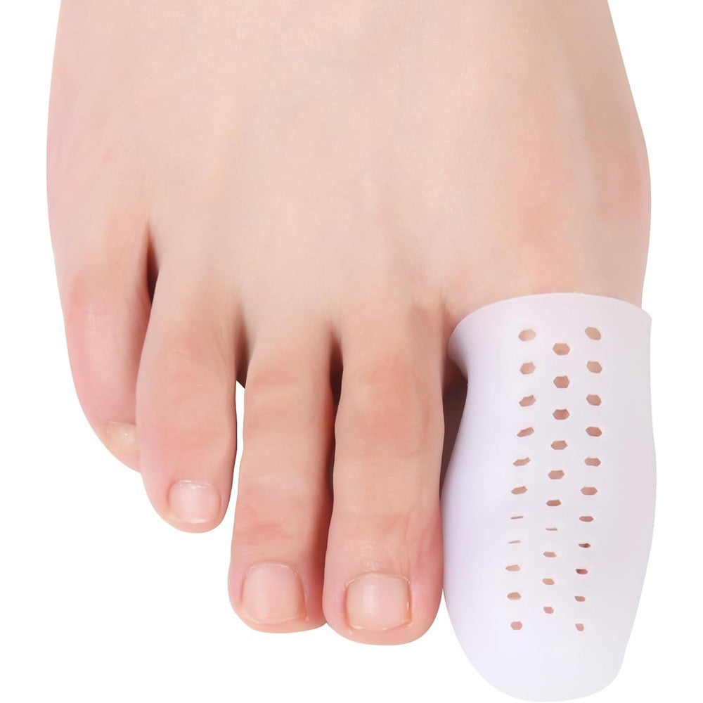Hoogoo Extended Big Toe Cap front view showing breathable ventilation holes.