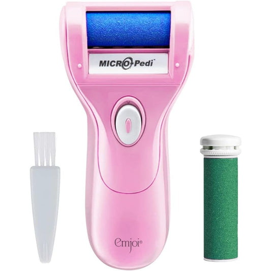 Emjoi Micro-Pedi Battery Operated Callus Remover front view of pink electric foot file.