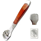 Kootinn Foot Care Pedicure Callus Shaver front view with wooden handle.