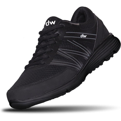 Diawin Refreshing Black wide shoes front view for orthopedic support.