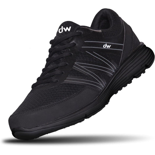 Diawin Refreshing Black wide shoes front view for orthopedic support.