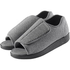 Silverts men's diabetic open-toe slippers front view showing adjustable wide fit straps.