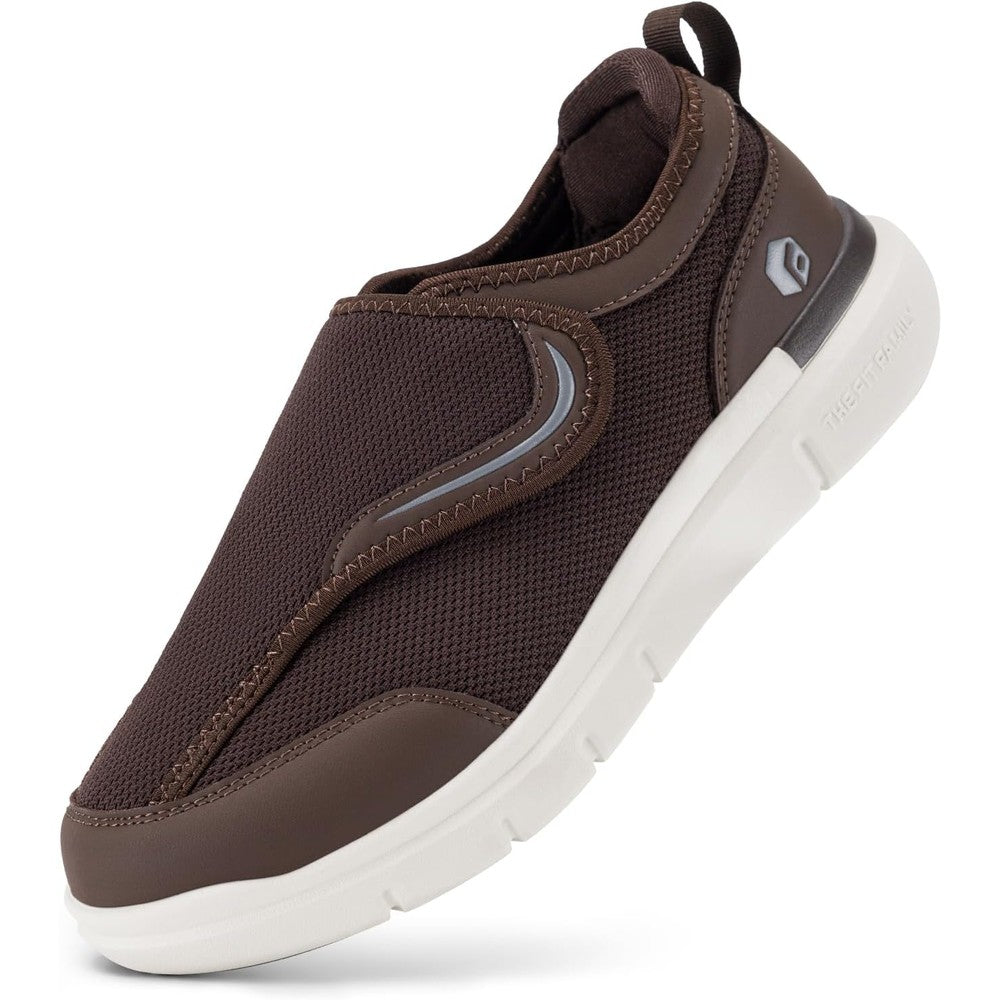 FitVille StepEZ Diabetic Shoes for Men front view brown wide width sneakers