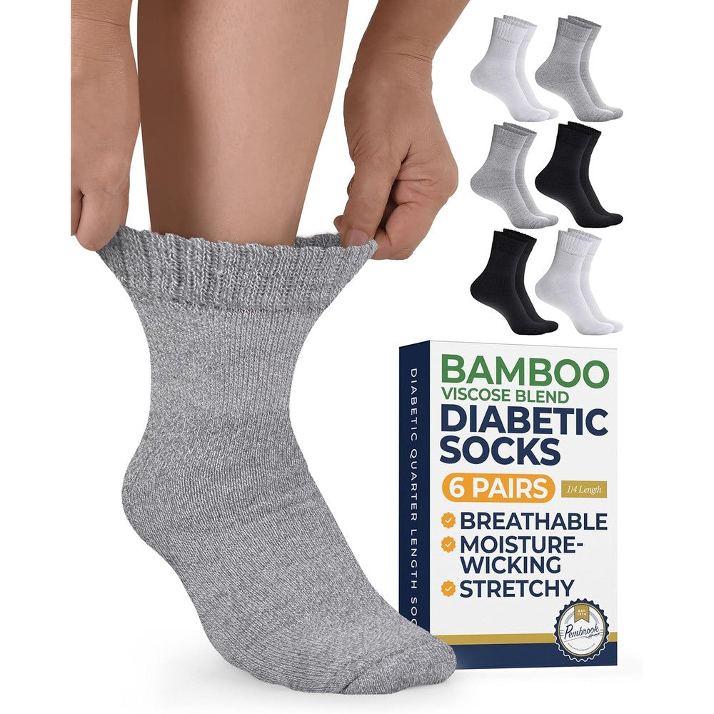 Pembrook Bamboo Viscose Diabetic Ankle Socks front view for neuropathy relief.
