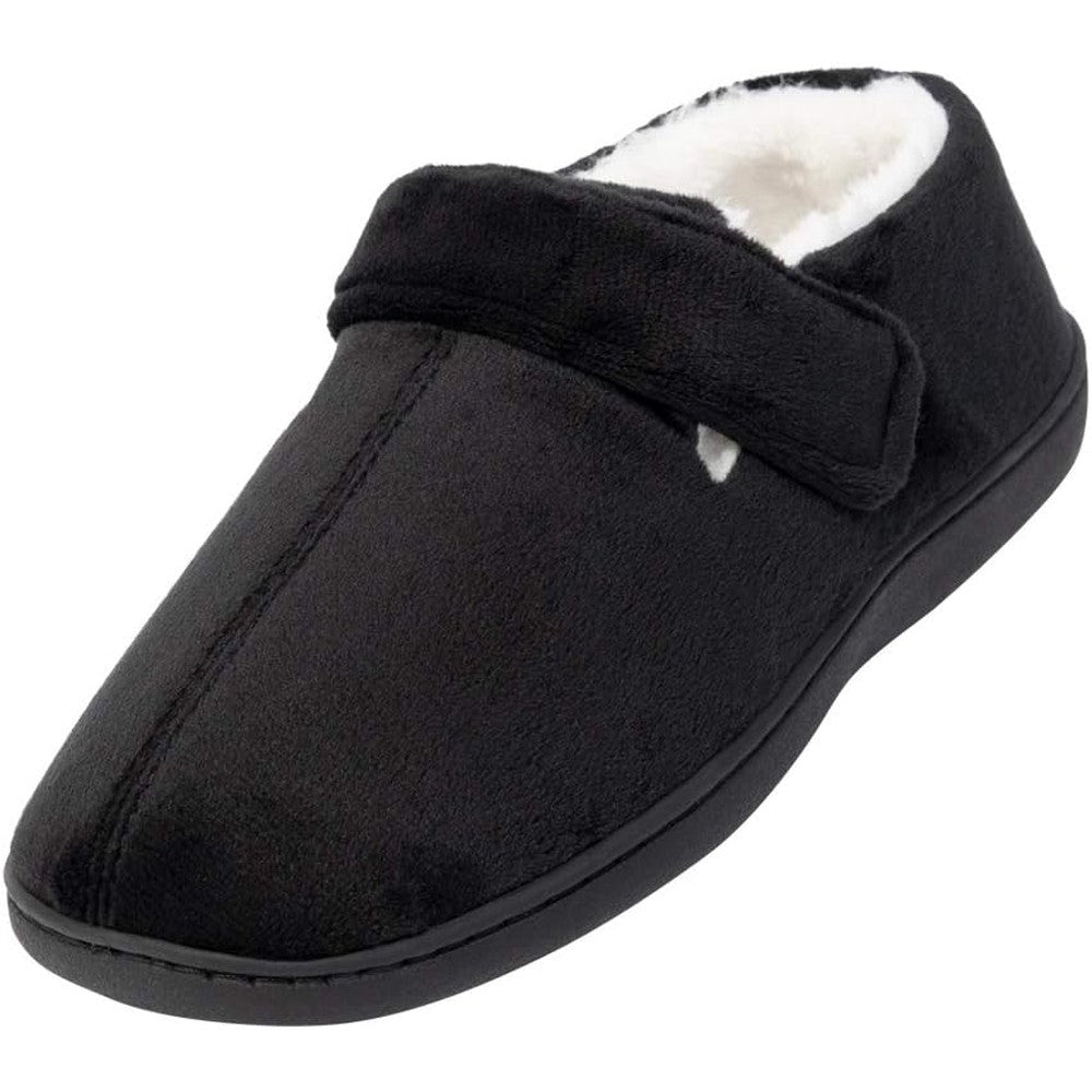 Silverts Men's Memory Foam Slippers front view showing adjustable strap closure.