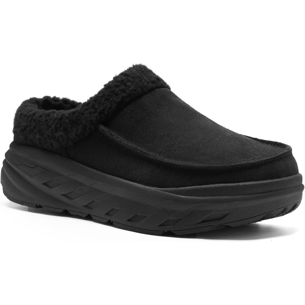 OrthoComfoot Men's Orthopedic Diabetic Winter Slippers front view showing wide toe box.