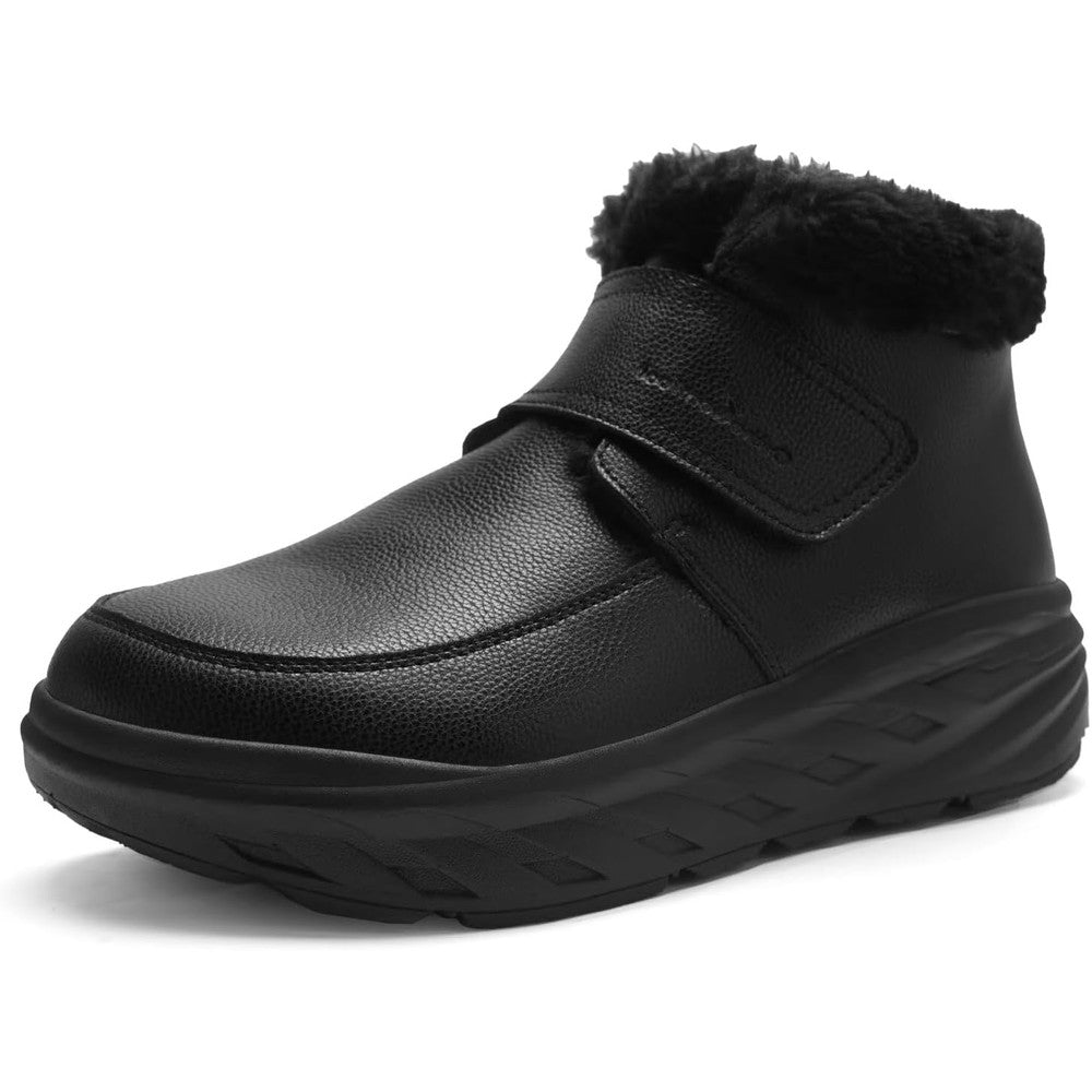OrthoComfoot Women's Orthopedic Leather Winter Ankle Boots front view with arch support