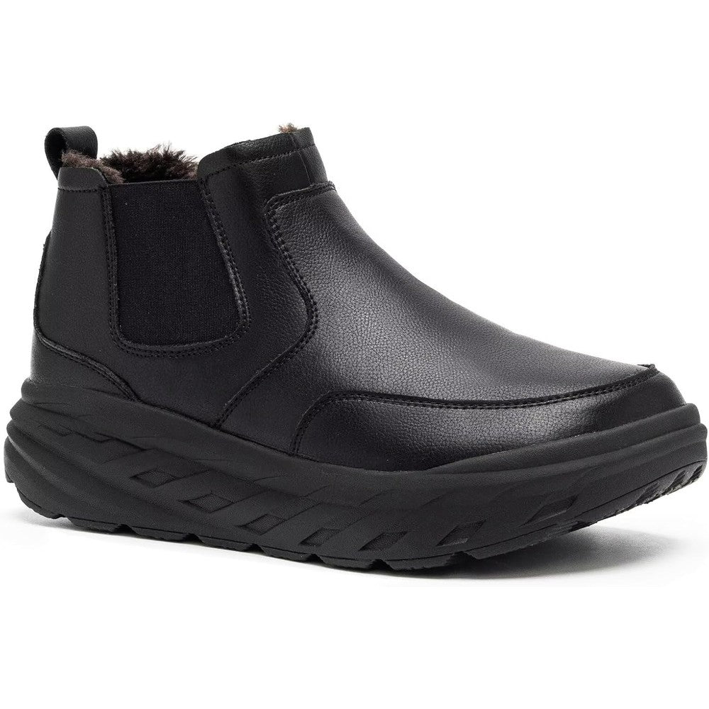 OrthoComfoot Women's Orthopedic Wide Leather Winter Ankle Boots front view for arch support.