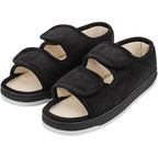 IBLUELOVER diabetic sandals front view showing adjustable black straps.