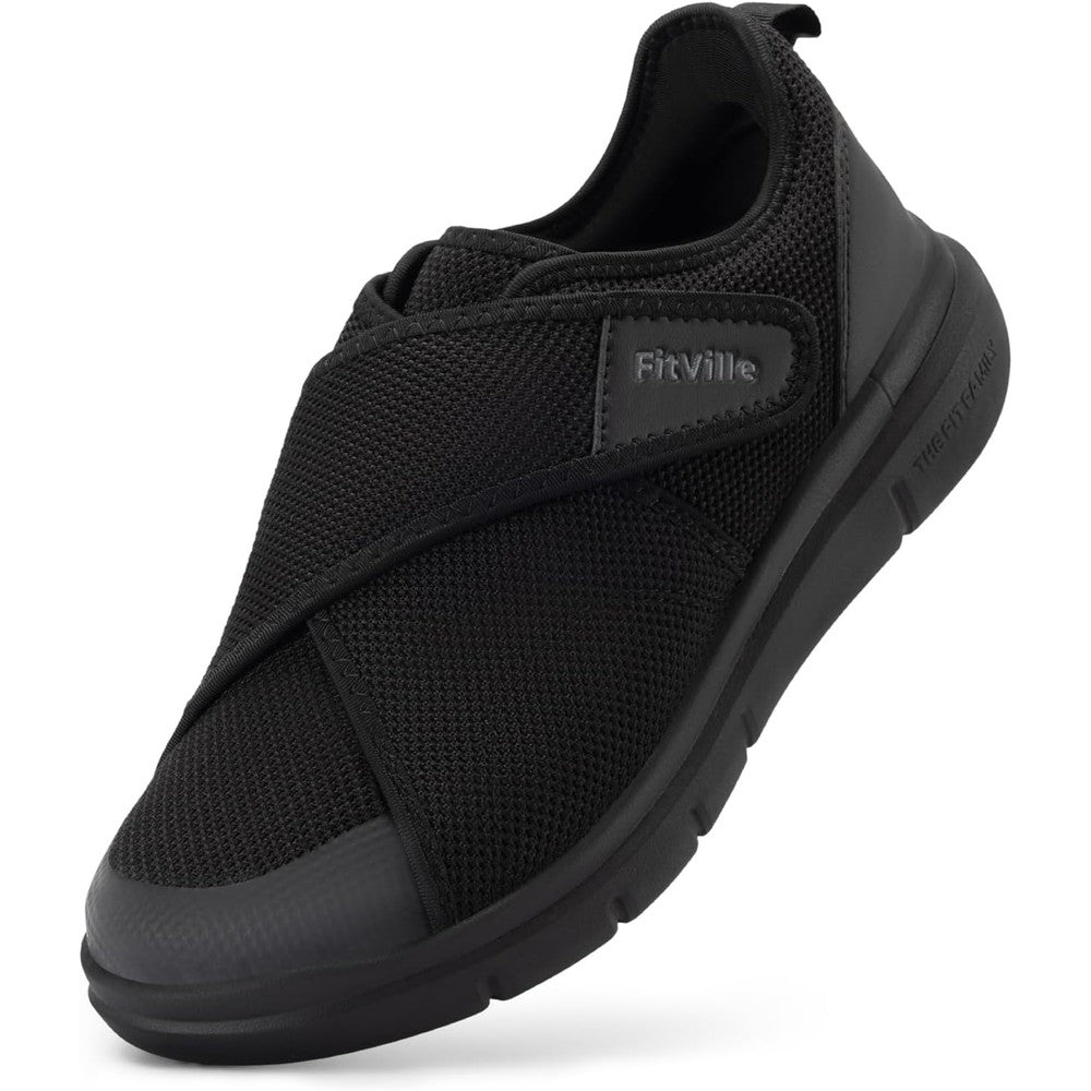 FitVille Men's Diabetic Shoes front view showing extra wide toe box and adjustable straps.