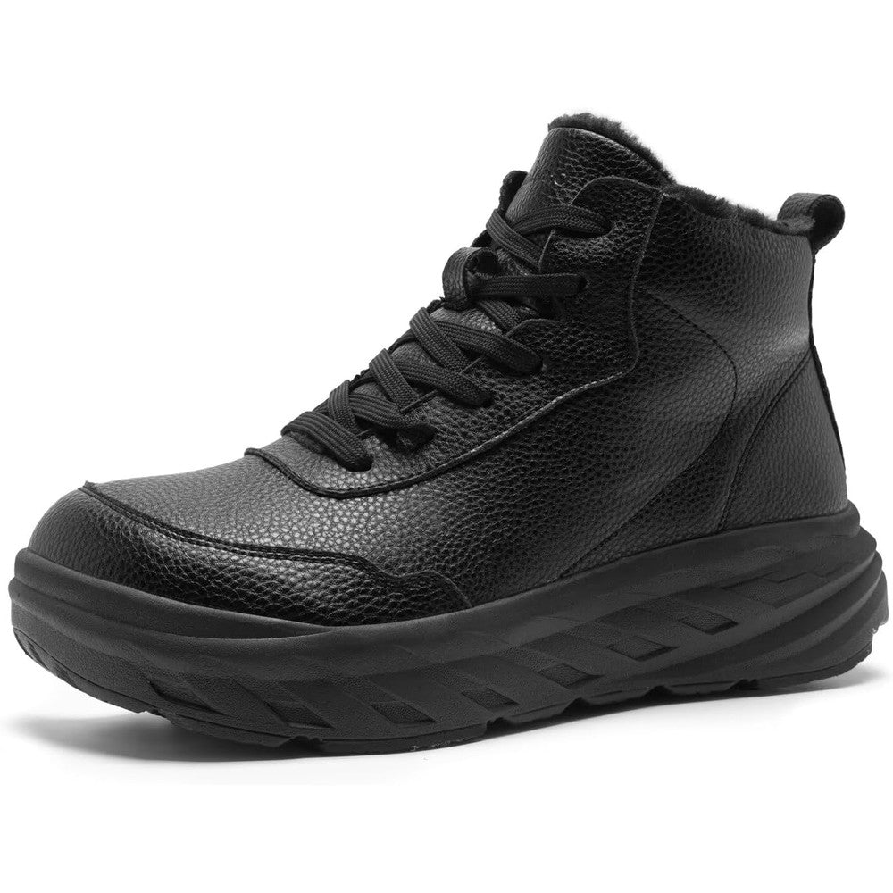 OrthoComfoot Women's Orthopedic Winter Boots front view with pebbled leather finish