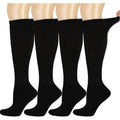 BampooPanPa Bamboo Rayon Knee High Diabetic Socks 4 pack front view showcasing black color.