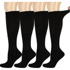 BampooPanPa Bamboo Rayon Knee High Diabetic Socks 4 pack front view showcasing black color.