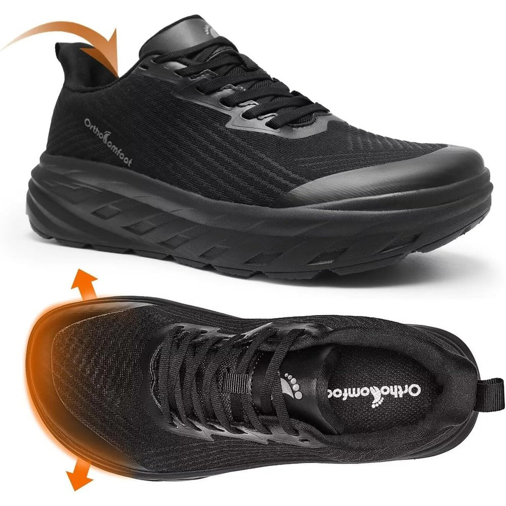 OrthoComfoot Women's Orthopedic Diabetic Wide Running Shoes front view for foot pain relief
