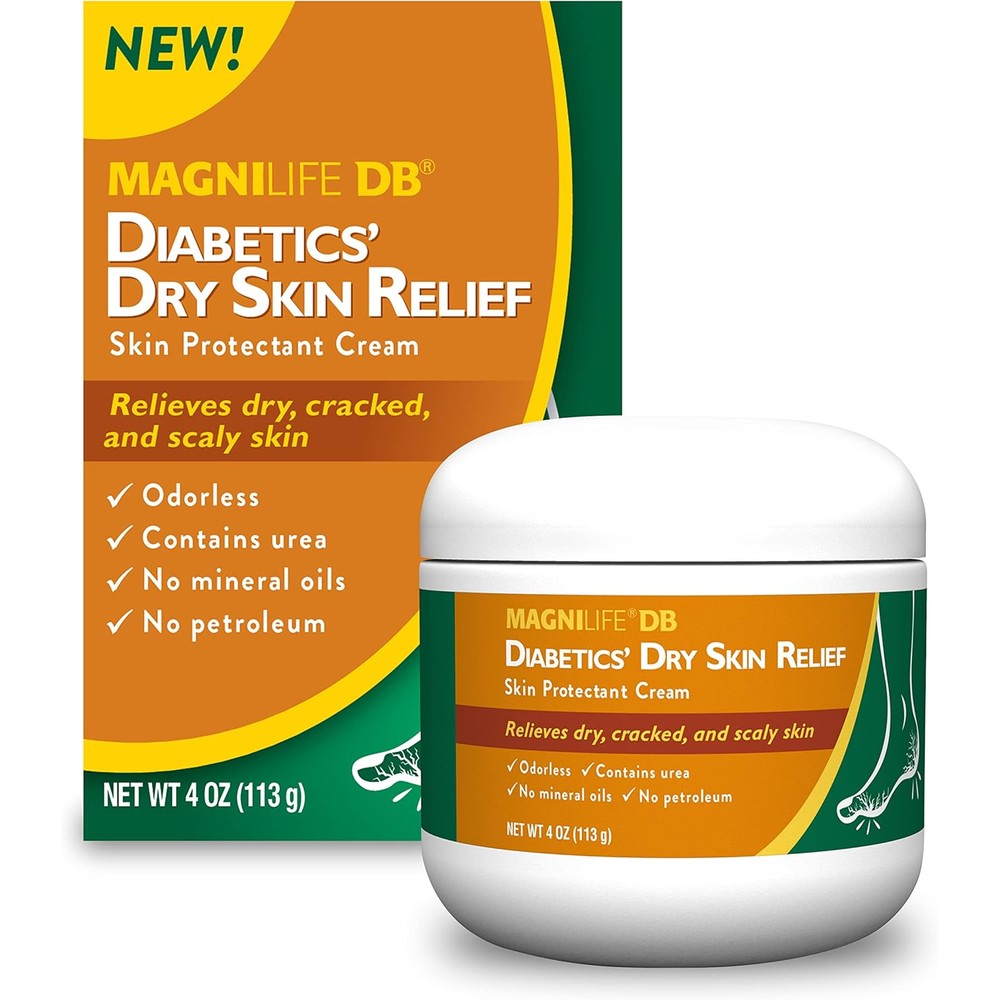 MagniLife DB Diabetics Foot Cream front view 4 ounce tub for dry skin relief.