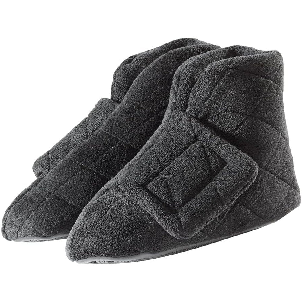 Silverts Diabetic Bootie Slippers front view showing adjustable easy-touch closure.