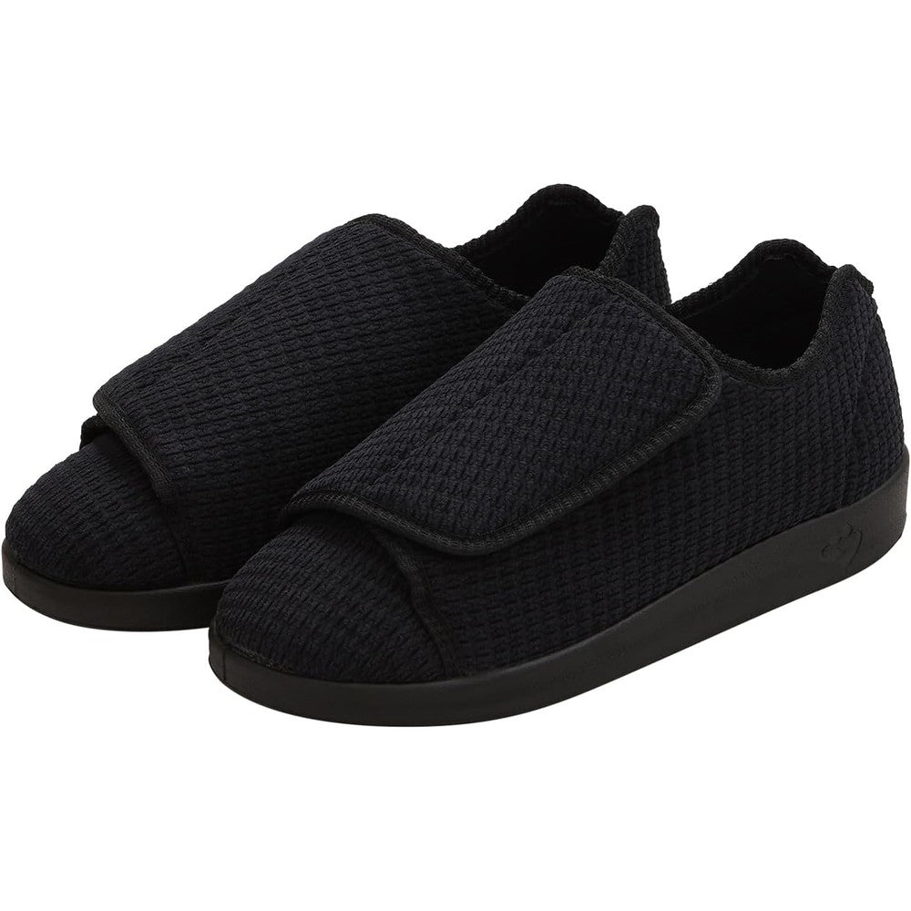 Silverts Mens Double Extra Wide Diabetic Slippers front view in black.