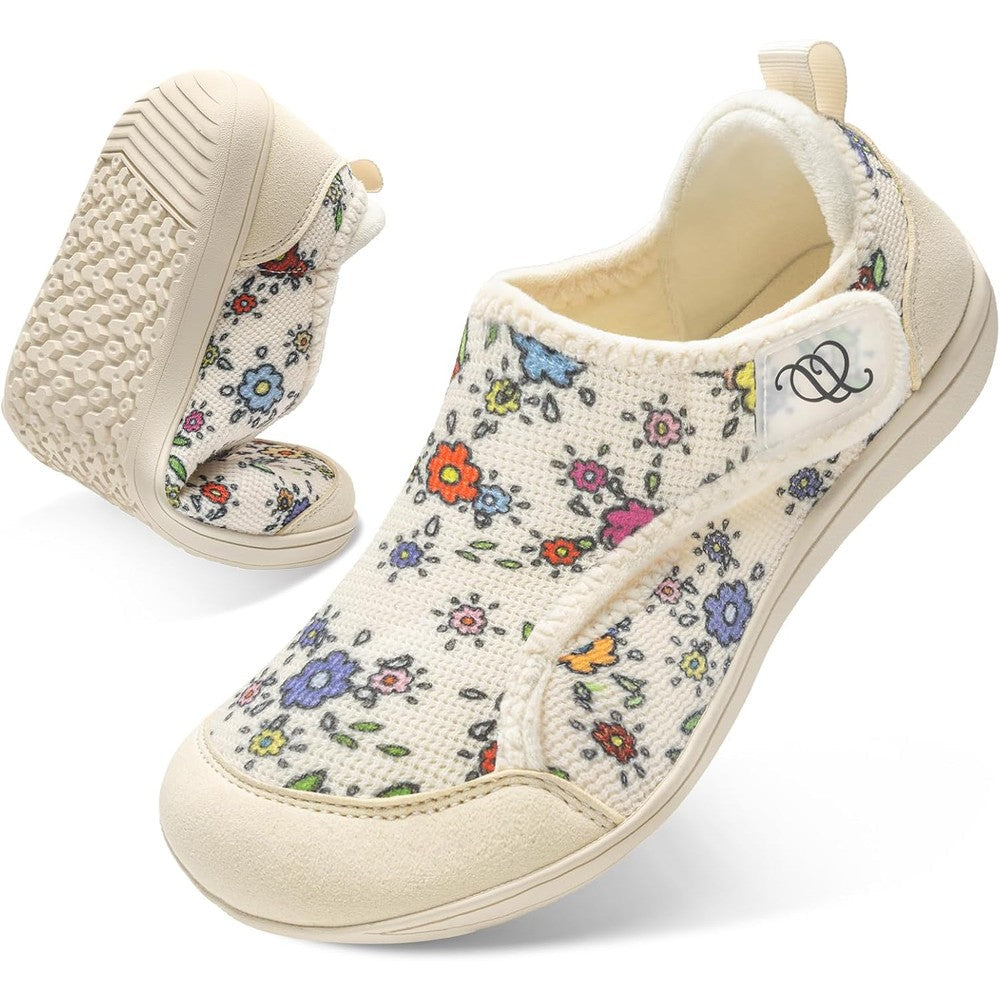 CJROSM wide diabetic shoes for women front view featuring blue mandala print.