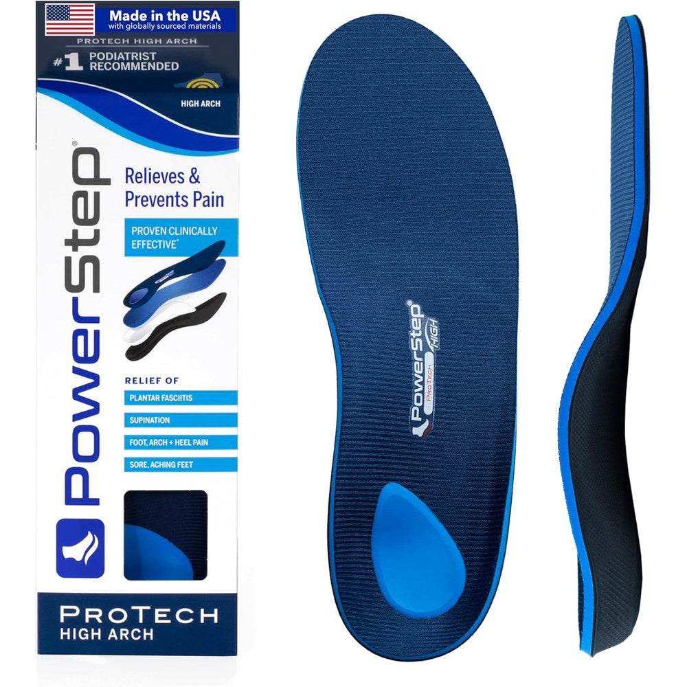 PowerStep ProTech high arch orthotic insoles front view medical grade support