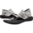 LLSOARSS Women's Plantar Fasciitis Yoga Sling Sandal front view showing grey knit straps.