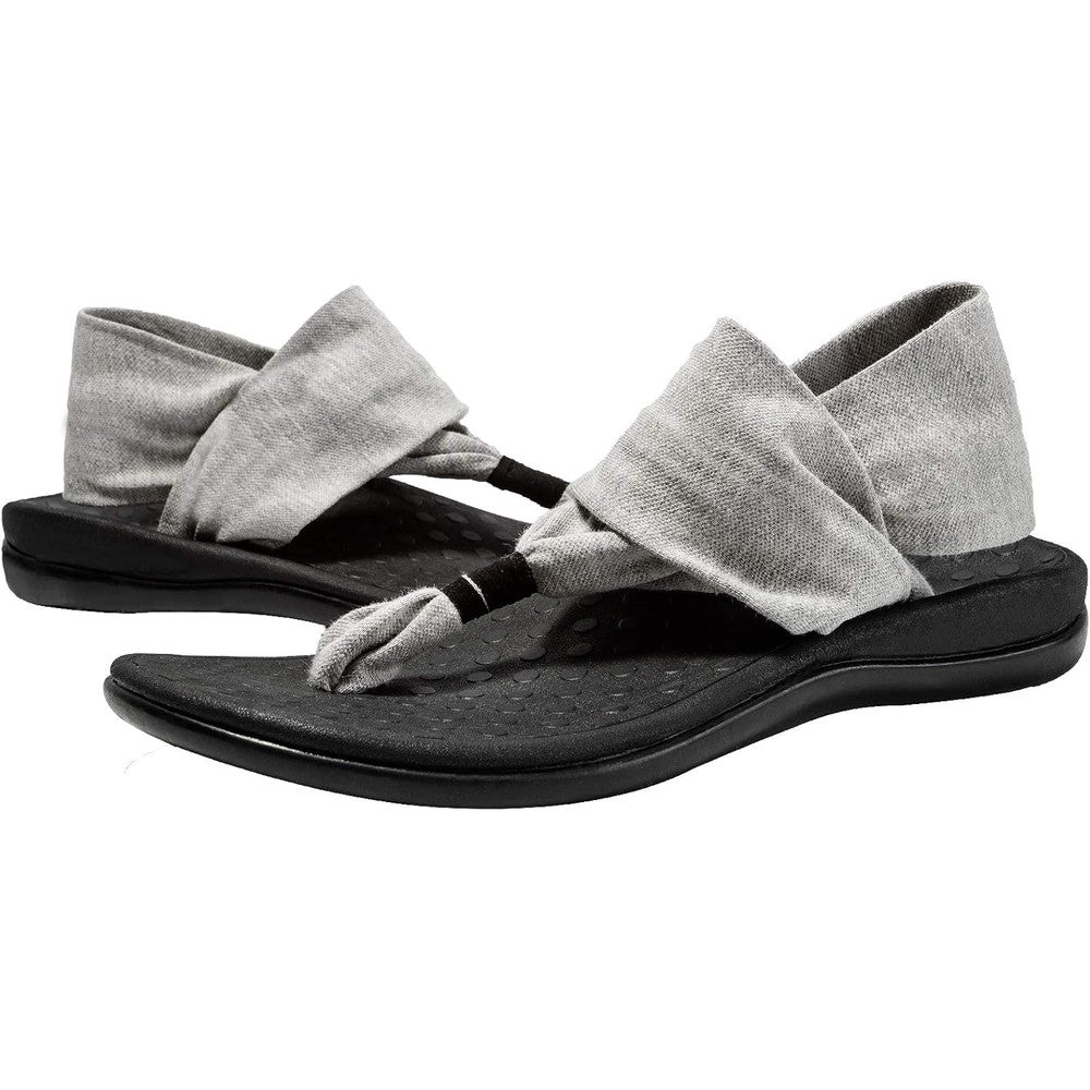 LLSOARSS Women's Plantar Fasciitis Yoga Sling Sandal front view showing grey knit straps.
