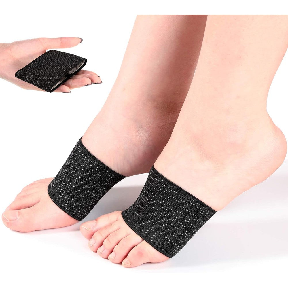 Geyoga Compression Foot Arch Support Sleeves 2 Pairs in black showing front view for plantar fasciitis relief.