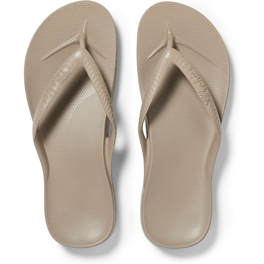 Archies Arch Support Flip Flops front view showing orthotic arch profile.