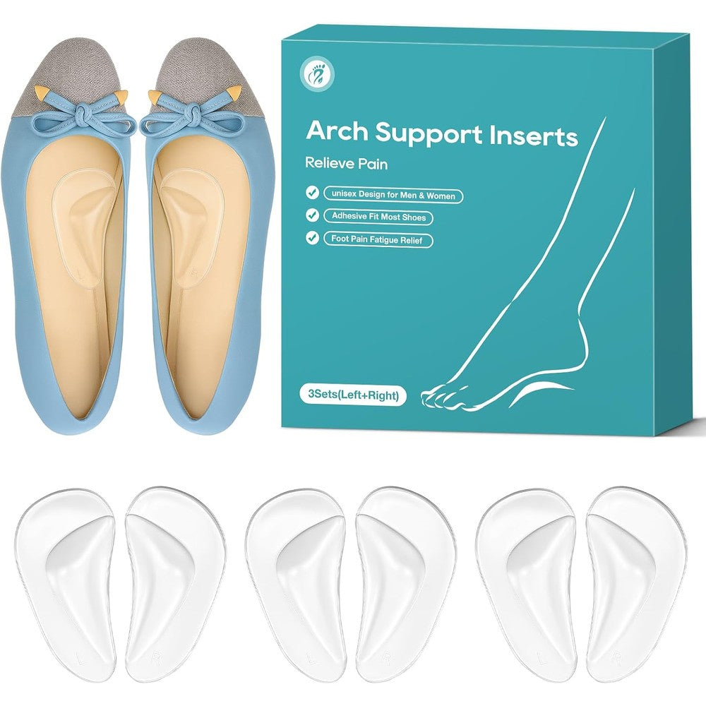 Wakafit arch support inserts front view clear silicone gel pads