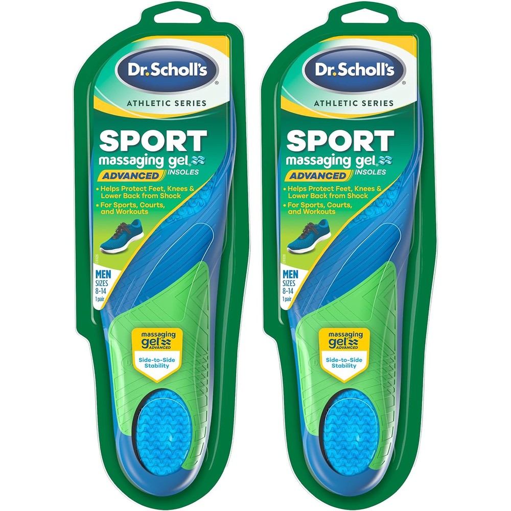 Dr. Scholl's Men's Sport Insoles 2-pack front view for athletic shock absorption.