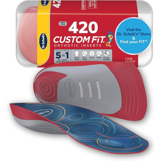 Dr. Scholl's Custom Fit Orthotics CF420 front view showing red and blue arch support zones.
