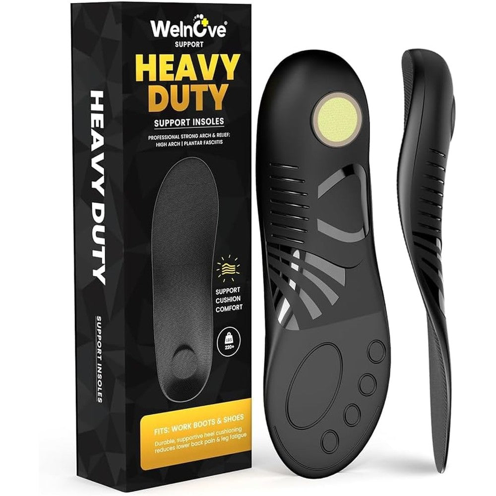 Welnove Heavy Duty Arch Support Insoles front view showing high arch profile.
