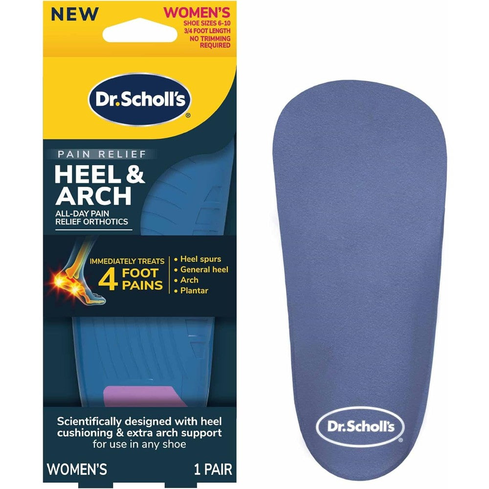Dr. Scholl's Heel and Arch Pain Relief Orthotics front view for plantar fasciitis relief.