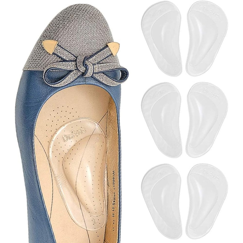 Dr. Foot Arch Support Shoe Insoles front view clear gel pads for orthopedic support.
