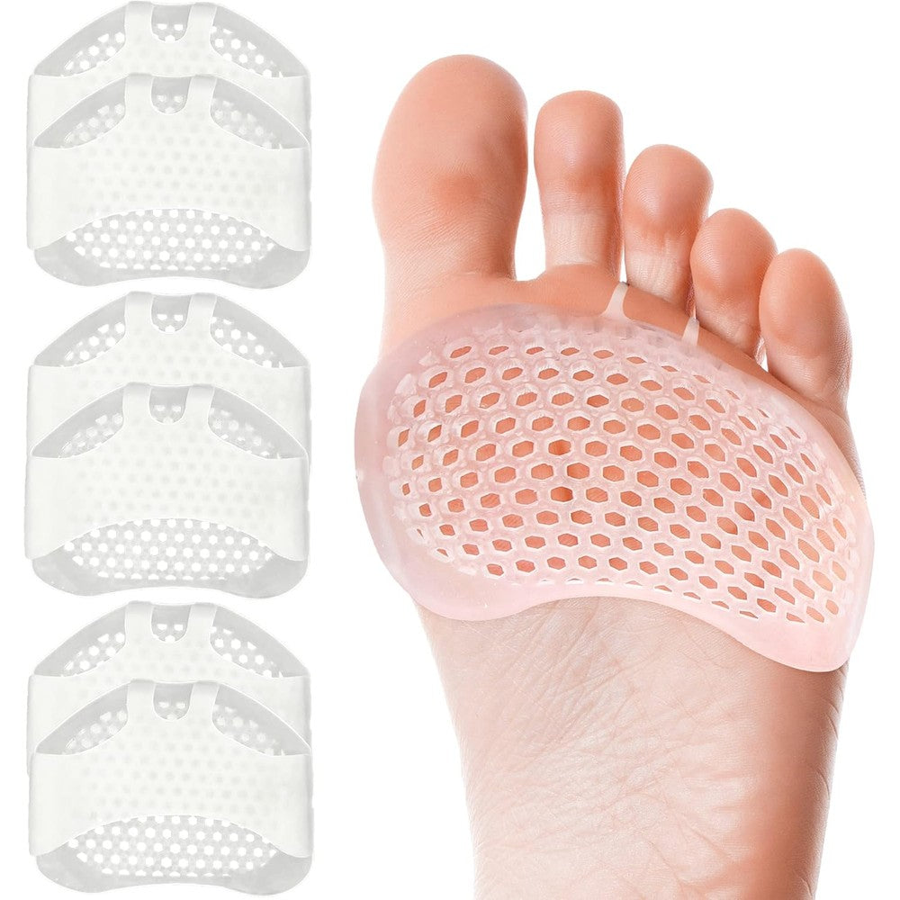 YFLife Metatarsal Pads front view showing honeycomb gel texture for forefoot support.