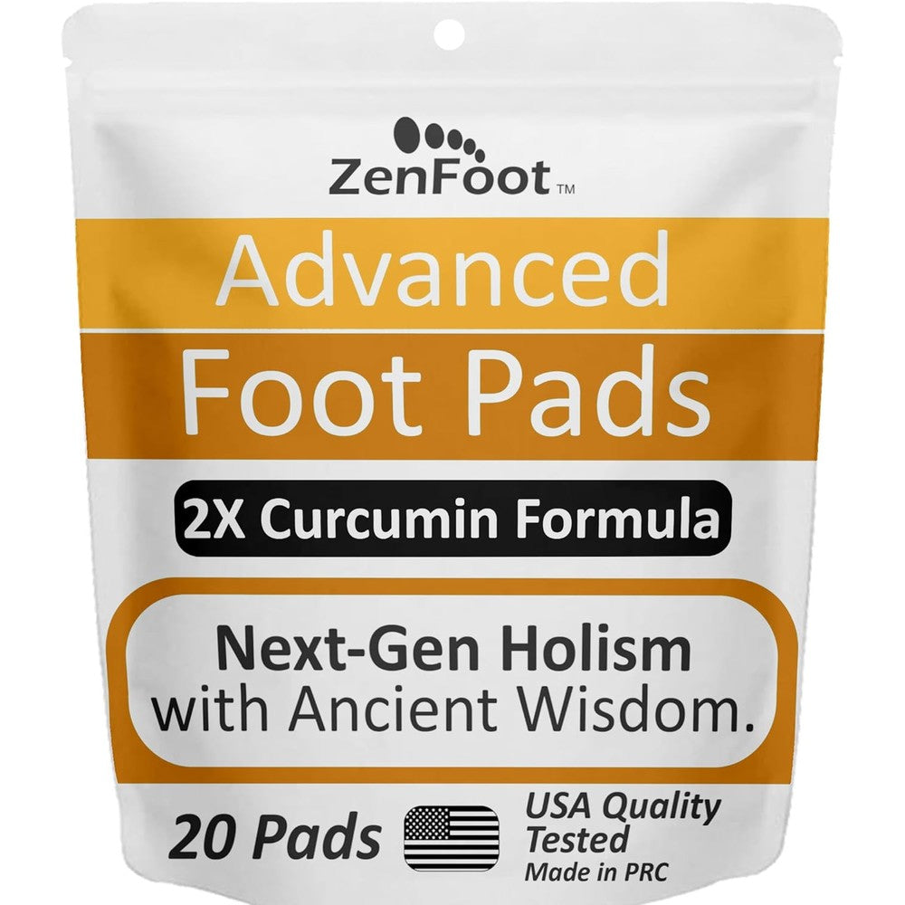 ZenFoot Advanced Foot Pads front view showing turmeric and zeolite formula.